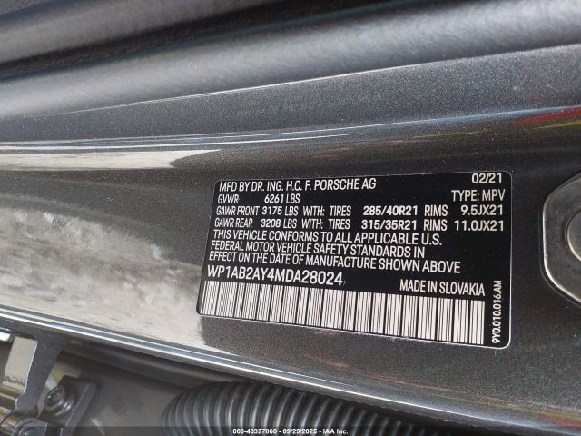 2021 PORSCHE CAYENNE WP1AB2AY4MDA28024 Photo 8