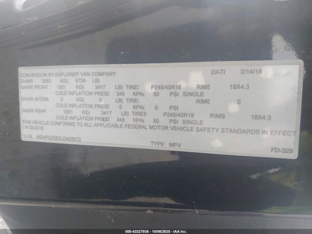 2018 MERCEDES-BENZ METRIS WD4PG2EEXJ3405072 Photo 8