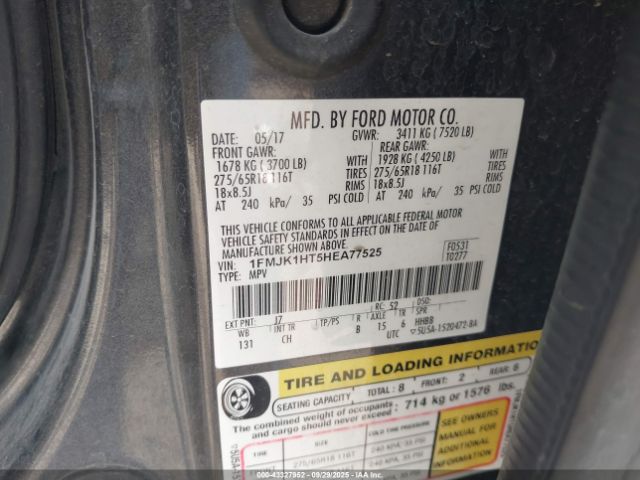 2017 FORD EXPEDITION EL 1FMJK1HT5HEA77525 Photo 8