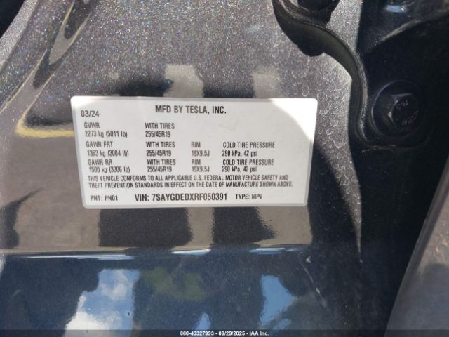 2024 TESLA MODEL Y 7SAYGDEDXRF050391 Photo 8
