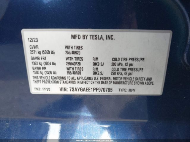 2023 TESLA MODEL Y 7SAYGAEE1PF970785 Photo 8