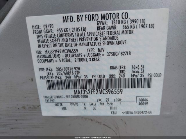 2021 FORD ECOSPORT MAJ3S2FE2MC396559 Photo 8