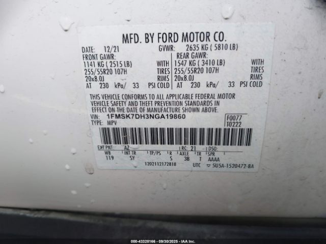 2022 FORD EXPLORER 1FMSK7DH3NGA19860 Photo 8