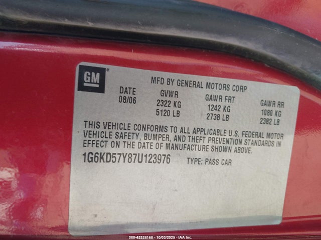 2007 CADILLAC DTS 1G6KD57Y87U123976 Photo 8