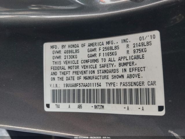 2010 ACURA TL 19UUA8F57AA011154 Photo 8