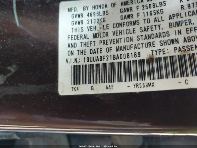 2011 ACURA TL 19UUA8F21BA008189 Photo 8