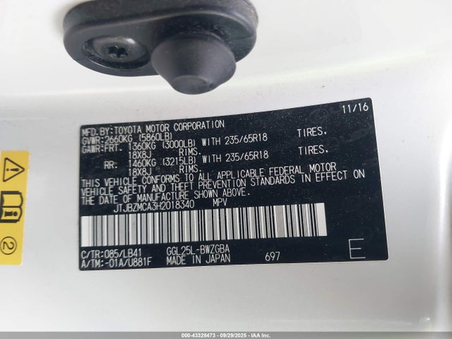 Lexus RX 2017 JTJBZMCA3H2018340 Image 9