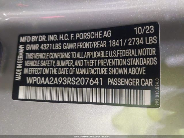 2024 PORSCHE 911 WP0AA2A93RS207641 Photo 8