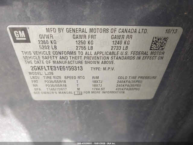 GMC lfx - vvt, e85 max, aluminum 2014 2GKFLTE31E6159313 Image 9