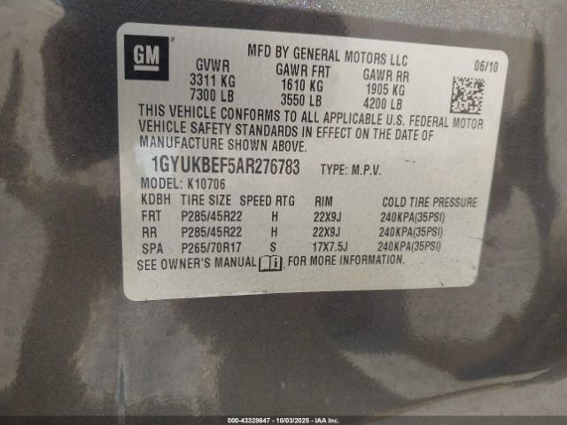 2010 CADILLAC ESCALADE 1GYUKBEF5AR276783 Photo 8