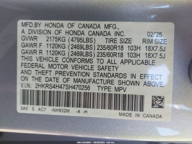 2025 HONDA CR-V 2HKRS4H47SH470256 Photo 8