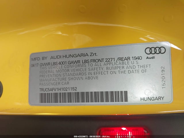 2017 AUDI TT TRUC5AFV1H1021152 Photo 8