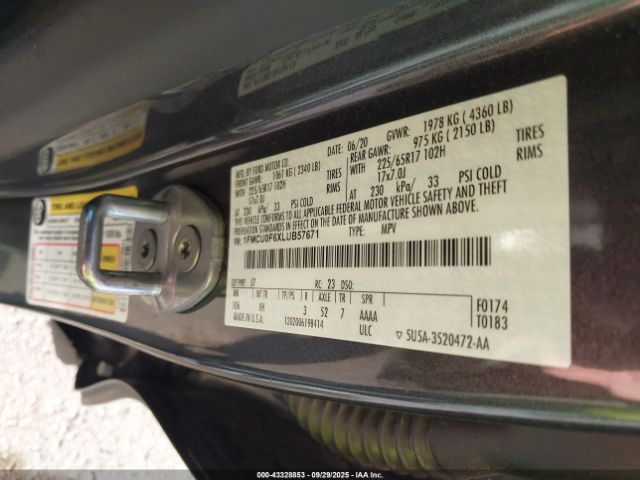 2020 FORD ESCAPE 1FMCU0F6XLUB57671 Photo 8