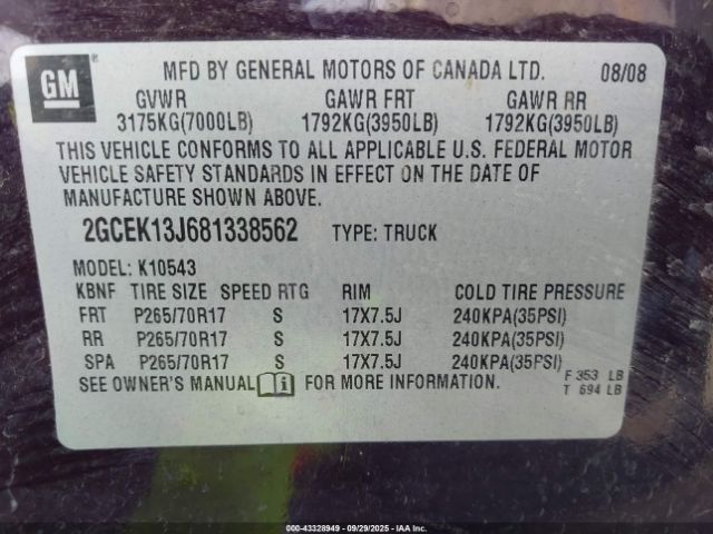 2008 CHEVROLET SILVERADO 1500 2GCEK13J681338562 Photo 8