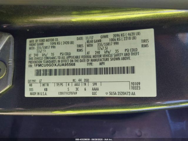 2018 FORD ESCAPE 1FMCU0GDXJUA95568 Photo 8