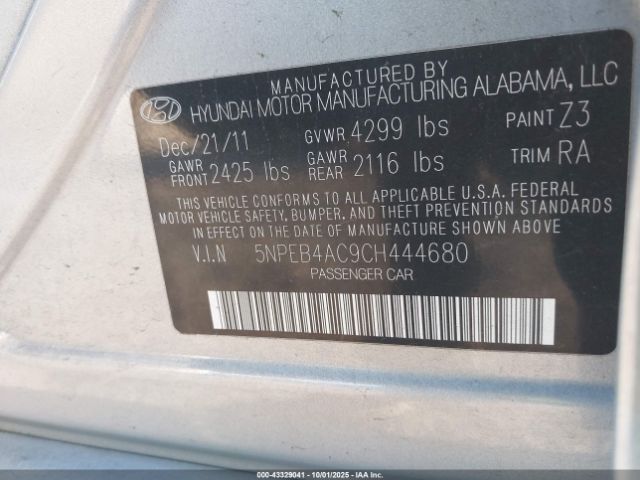 2012 HYUNDAI SONATA 5NPEB4AC9CH444680 Photo 8