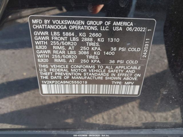 2022 VOLKSWAGEN ATLAS 1V2KP2CA9NC555019 Photo 8