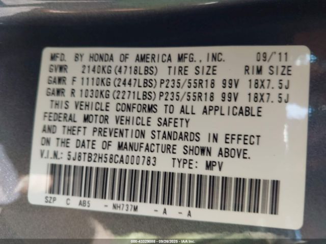 2012 ACURA RDX 5J8TB2H58CA000783 Photo 8