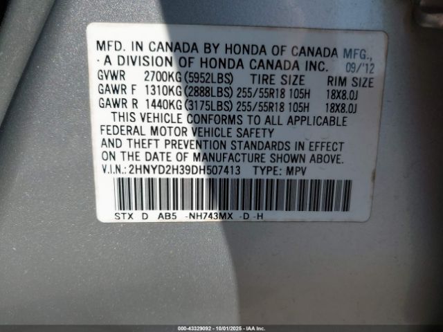 2013 ACURA MDX 2HNYD2H39DH507413 Photo 8
