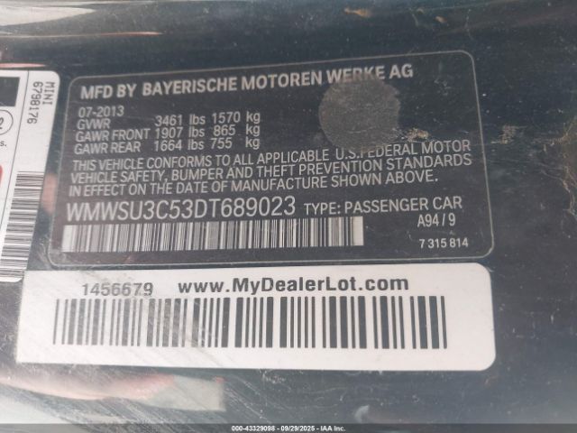 2013 MINI HARDTOP WMWSU3C53DT689023 Photo 8