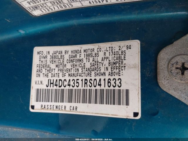 1994 ACURA INTEGRA JH4DC4351RS041633 Photo 8