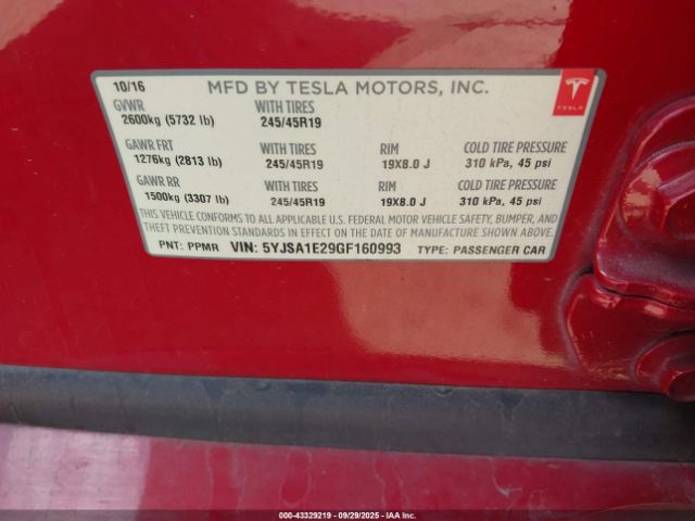2016 TESLA MODEL S 5YJSA1E29GF160993 Photo 8