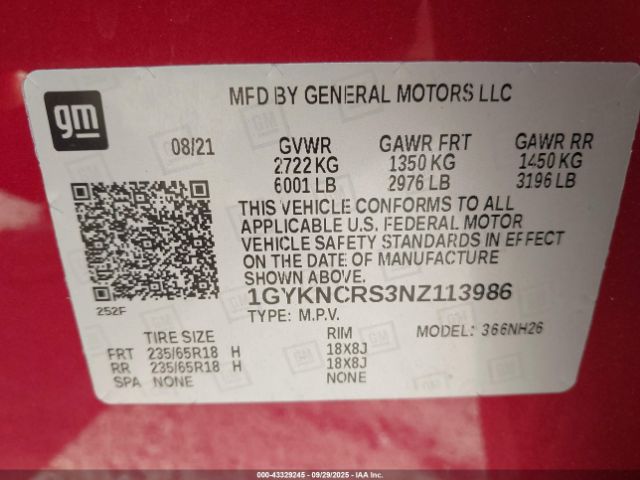 2022 CADILLAC XT5 1GYKNCRS3NZ113986 Photo 8