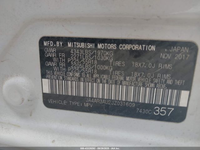 2018 MITSUBISHI OUTLANDER SPORT JA4AR3AU2JZ031609 Photo 8