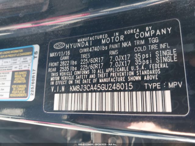 2016 HYUNDAI TUCSON KM8J3CA45GU248015 Photo 8