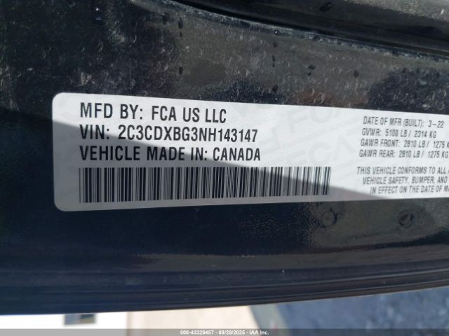 2022 DODGE CHARGER 2C3CDXBG3NH143147 Photo 8