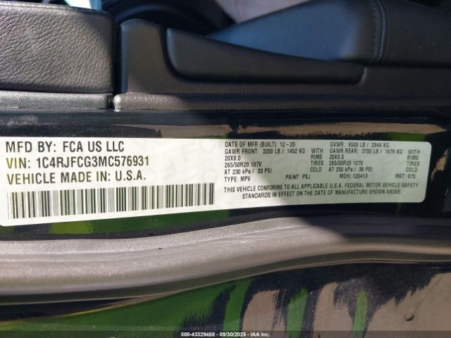 2021 JEEP GRAND CHEROKEE 1C4RJFCG3MC576931 Photo 8