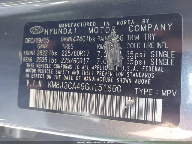 Hyundai 2016 2016 KM8J3CA49GU151660 Image 9