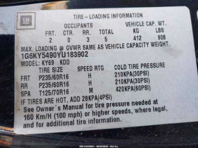 2000 CADILLAC SEVILLE 1G6KY5490YU183902 Photo 8