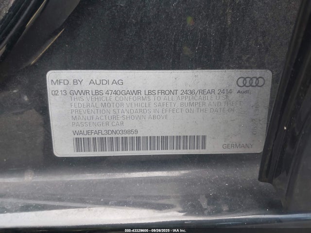 2013 AUDI A4 WAUEFAFL3DN039859 Photo 8