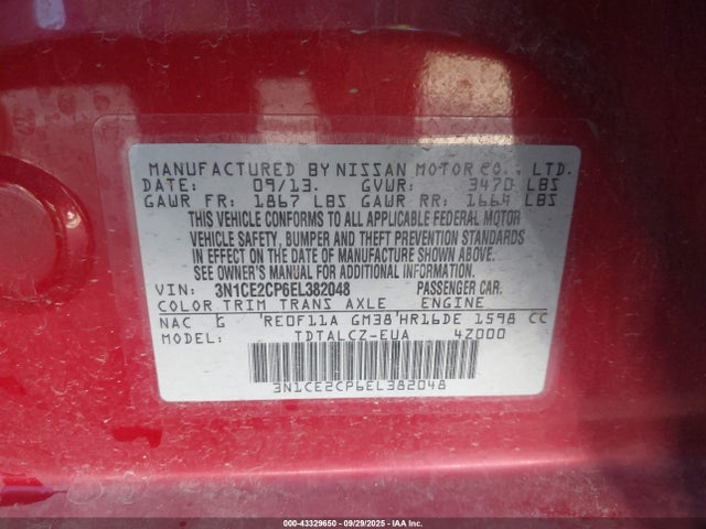 Nissan VERSA NOTE 2014 3N1CE2CP6EL382048 Image 9