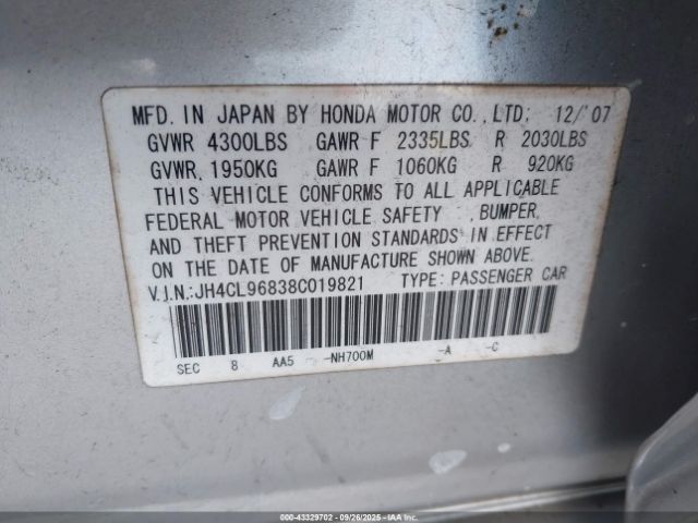 2008 ACURA TSX JH4CL96838C019821 Photo 8