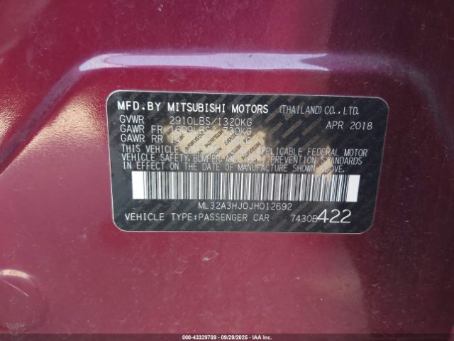 2018 MITSUBISHI MIRAGE ML32A3HJ0JH012692 Photo 8