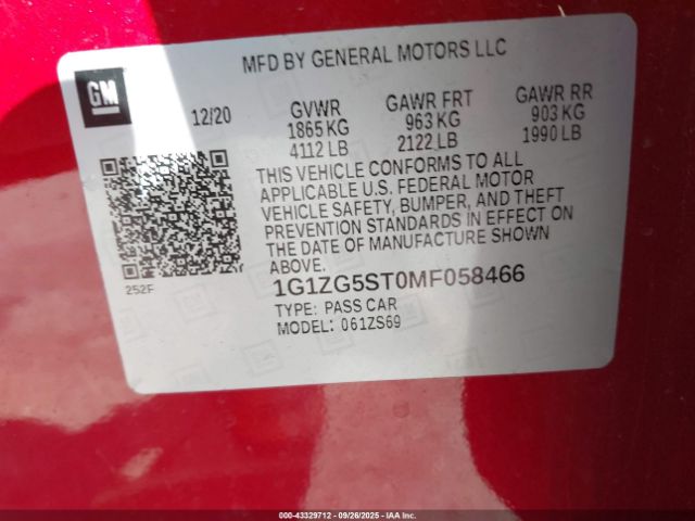 2021 CHEVROLET MALIBU 1G1ZG5ST0MF058466 Photo 8