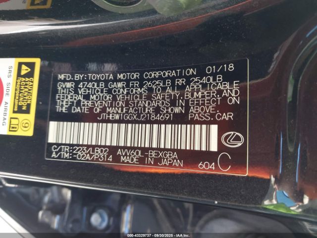 2018 LEXUS ES 300H JTHBW1GGXJ2184691 Photo 8