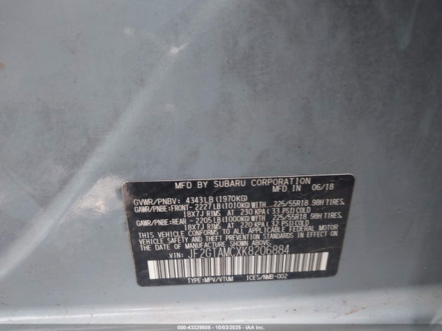 JF2GTAMCXK8206884 Subaru Crosstrek 2.0i Limited