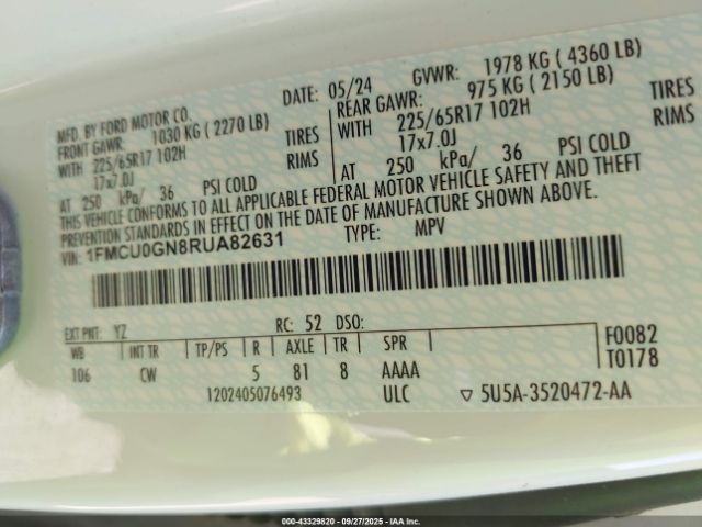 2024 FORD ESCAPE 1FMCU0GN8RUA82631 Photo 8