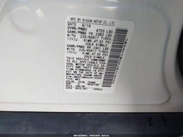 JN8AT2MV5LW116085 Nissan Rogue