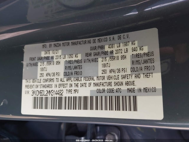 Mazda py 2021 3MVDMBDL2MM314482 Image 9