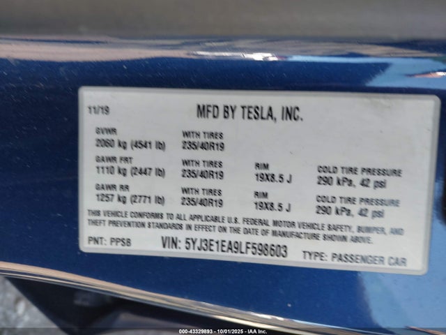 2020 TESLA MODEL 3 5YJ3E1EA9LF598603 Photo 8