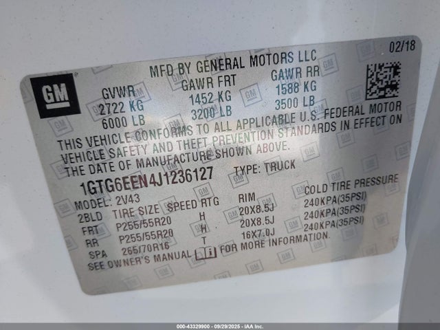 1GTG6EEN4J1236127 GMC lgz - direct injection, variable valve timing, alum, var2, gen 2