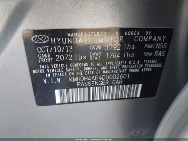 2013 HYUNDAI ELANTRA KMHDH4AE4DU002601 Photo 8