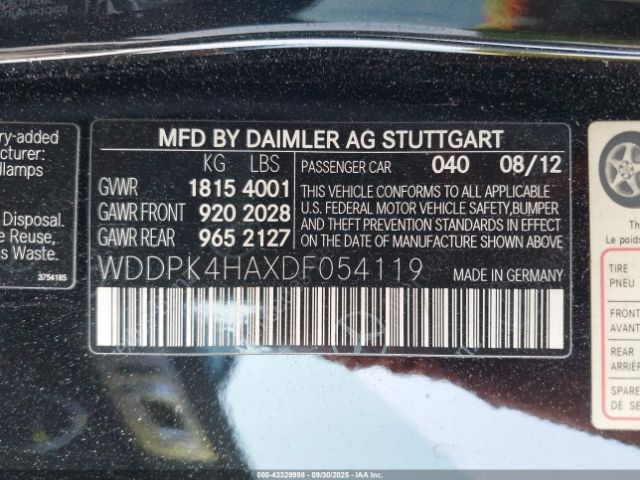2013 MERCEDES-BENZ SLK 250 WDDPK4HAXDF054119 Photo 8