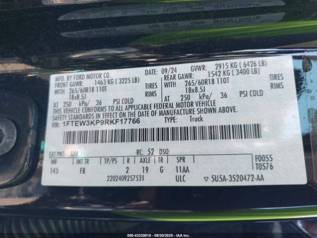 2024 FORD F-150 1FTEW3KP9RKF17766 Photo 8