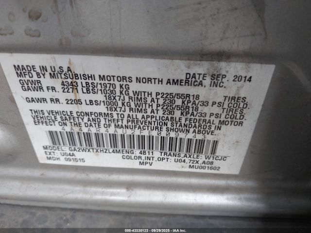 2015 MITSUBISHI OUTLANDER SPORT 4A4AR4AU2FE009743 Photo 8