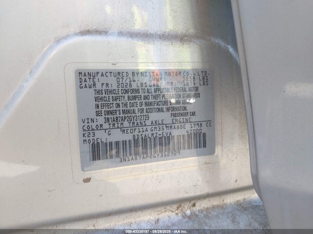 Nissan Sentra 2016 3N1AB7AP2GY312729 Image 9